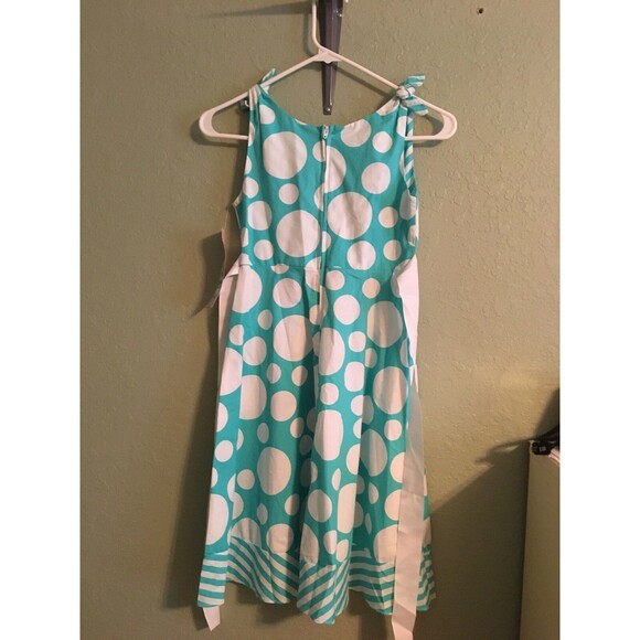 Rare Editions Polka Dot Girls Sleeveless Dress Blue Size 8 -  NWT - Picture 2 of 4